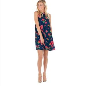 Mud Pie sawyer navy floral swing dress size small